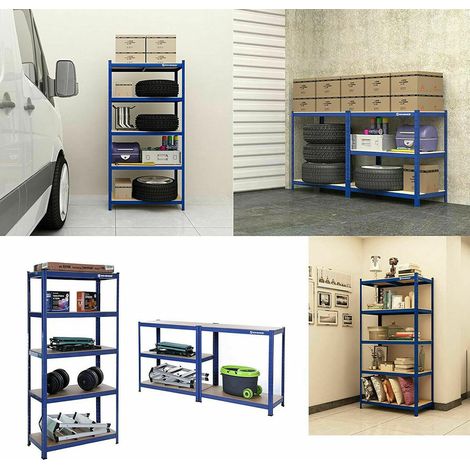 Étagère lourdes étagères de stockage étagères de cave étagères d'atelier en métal étagères rechargeables capacité de charge maximale 875kg, 200 x 100 x 50 cm, avec 5 étagères MDF, facile à assembler, 
