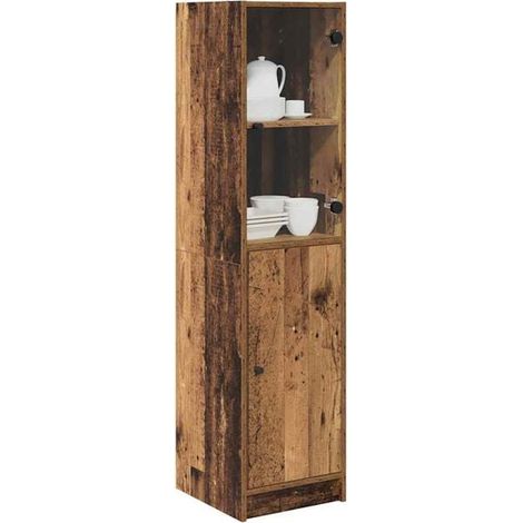 Meuble de Rangement Haut en Bois Vintage, 35 x 37 x 142 cm, Armoire de Stockage en Bois d'Ingénierie pour Salon et Entrée (1/5)