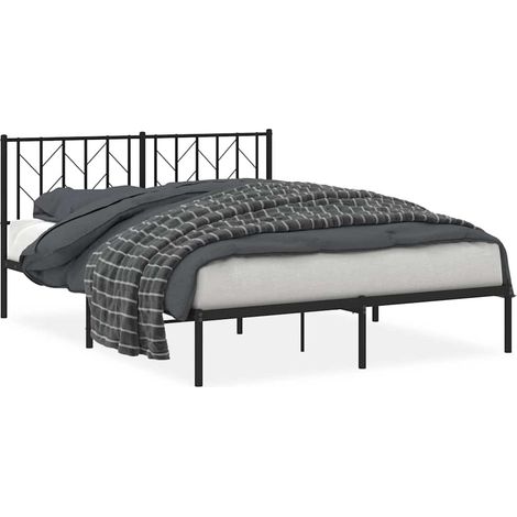 Maison Exclusive - Cadre de lit métal sans matelas avec tête de lit noir 150x200cm (1/5)