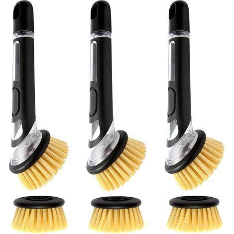 Dish Brushes, Handle with Detergent Dispenser, Replaceable Nylon Heads for Kitchen, Pots and Pans (1/5)