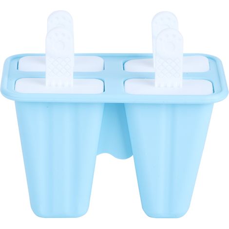 Lot bleu 4 moules à glace réutilisables, outil de fabrication de crème glacée maison DIY, accessoire de cuisine. (1/5)