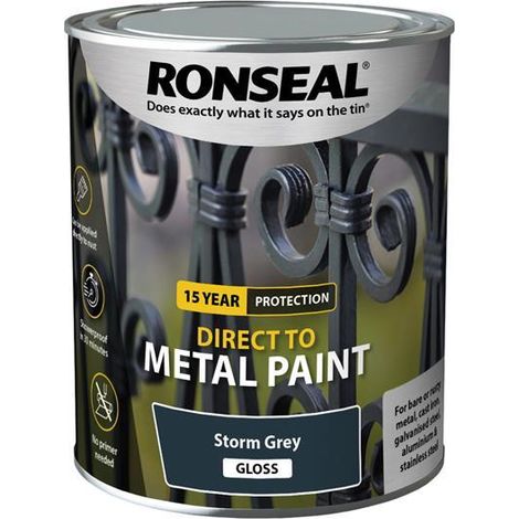 Ronseal 39207 Direct to Metal Paint Storm Grey Gloss 750ml RSLDTMSTG750 (1/3)