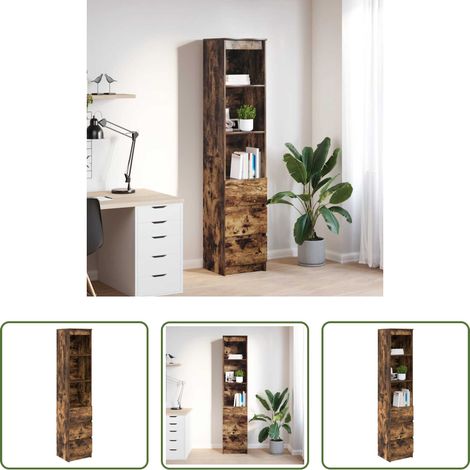 vidaXL Schrank für Küche - Highboard Räuchereiche 37,5x35x180 cm Holzwerkstoff (1/5)