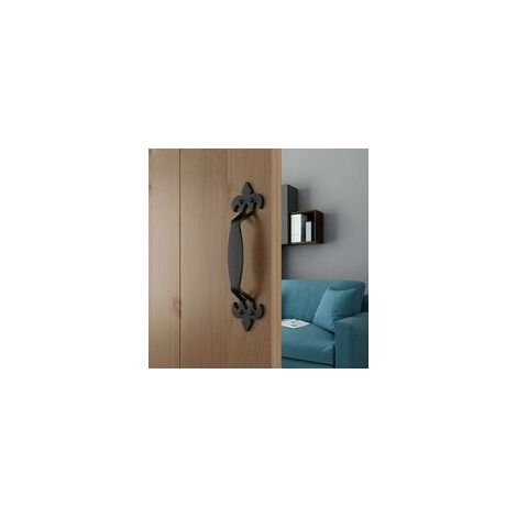 Poignée de porte de grange poignée de porte en fer noir poignée de porte coulissante en fonte avec vis (1/5)