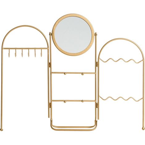 Porte-bijoux avec Miroir de Maquillage Style Glam Métal Doré Pirou (1/5)
