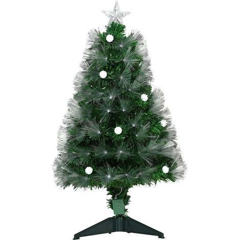 Künstlicher Weihnachtsbaum mit Lichterkette, 90 cm, grün, Glasfaser-LED-Lichterkette mit 14 Glühbirnen + funkelnder Stern, Ständer, 90 Zweige (1/5)
