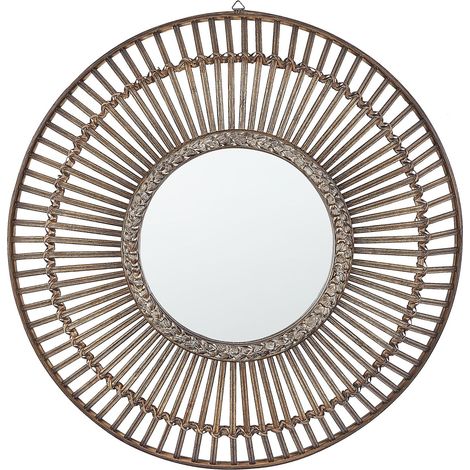 Wall Mirror BLASITO 66 cm 66 cm Bamboo Wood Brown (1/5)