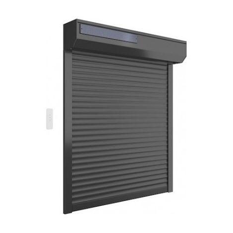Volet Moustiquaire – Volet roulant solaire radio-télécommandé 160 cm x 150 cm – Alu gris – Motorisation solaire pour régulation thermique – Fabrication française (1/4)
