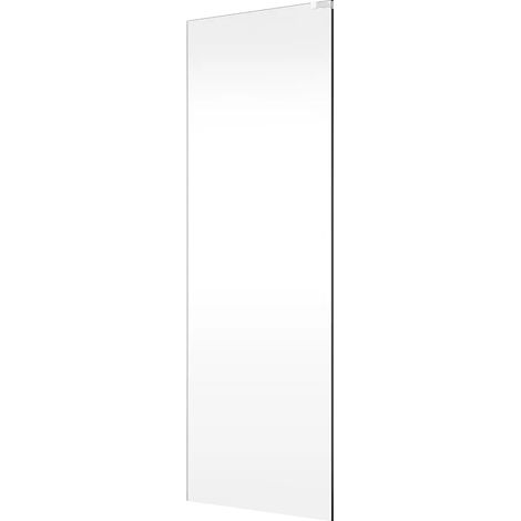 Vente-Unique – Paroi de douche à l'italienne 120x200 cm – Verre trempé 6 mm – Finition blanche mate – Barre de stabilisation ajustable incluse (1/4)