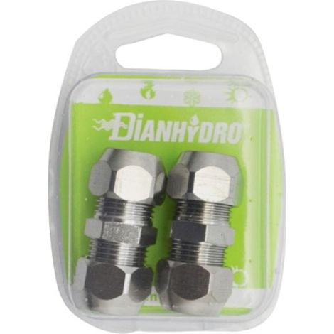 2 PZ RACCORDI DIRITTI DOPPI CON DADI CONICI CROMATI BLISTER pz.2 x (1/2x1/2) Diam.10