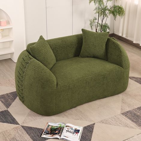 Divano 2 posti 155x90x67 cm in ciniglia verde, sottovuoto, per piccoli soggiorni – MEUBLIV (1/5)