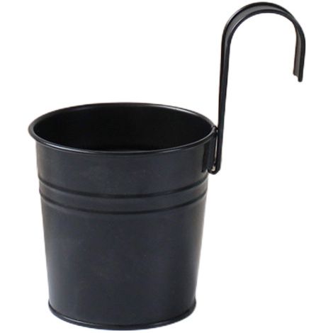 CREA Lot de 4 pots de fleurs suspendus en fer noir avec crochet amovible pour extérieur, intérieur ou extérieur (1/5)