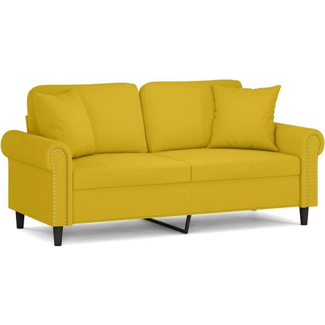 Maison Exclusive - Divano a 2 Posti con Cuscini Giallo 140 cm in Velluto