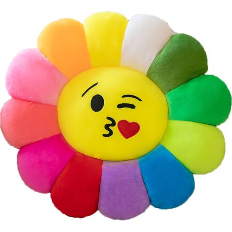 Buntes Sonnenblumenkissen, Blumenmuster, Stoffkissen für Bürosofa, Typ 2