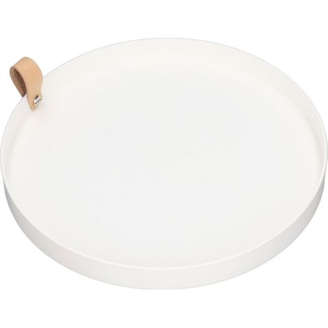 Plateau à bijoux rond blanc minimaliste, fabriqué en matériau ABS imperméable, plateau de rangement cosmétique élégant et multifonctionnel, adapté aux bijoux et aux parfums. (1/5)