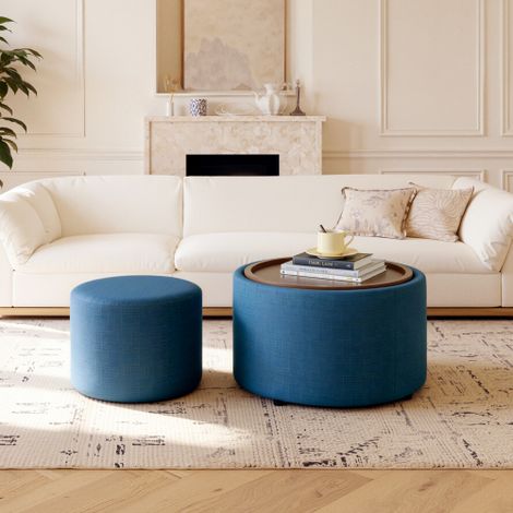 Rebecca Mobili Lot De 2 Poufs Tabouret, Pouf De Rangement Rond, Bleu, Velours MDF Eponge, avec Base en Fer - Dimensions HxLxP : 44 x 35 x 35 cm - Art. RE6835 Rebecca Mobili Lot De 2 Poufs Tabouret, Pouf De Rangement Rond, Bleu, Velours MDF Eponge, avec Base en Fer - Dimensions HxLxP : 44 x 35 x 35 cm - Art. RE6835
