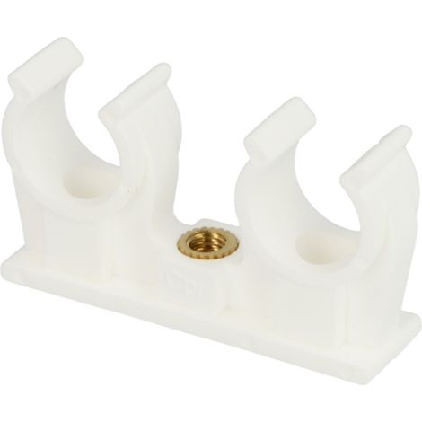 Clip p. tuyau PP avec douille laiton double - pour tuyau diamètre 18 mm