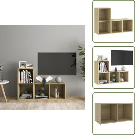 TV-Schränke 2 Stk. Sonoma-Eiche 72x35x36,5 cm Holzwerkstoff - TV Schrank - Holzwerkstoff Möbel - Sonoma Eichen Deko - Wohnzimmer Möbel - Regal (1/5)