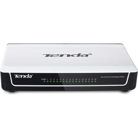 Tenda S16 switch No administrado Fast Ethernet (10/100) Negro, Blanco