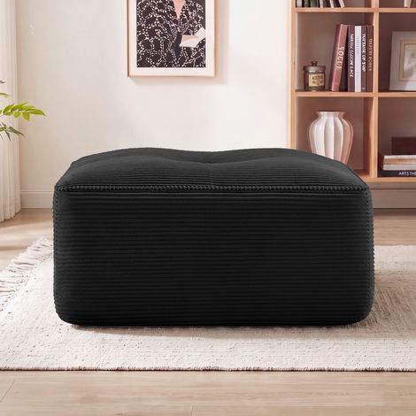 Pouf Cordelia en velours côtelé - Noir (1/5)