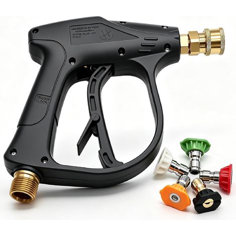 Pressure Washer Gun with 5 Spray Nozzles, 4000 PSI Quick Connect Foam 1/4" M22 Male Thread Jet for Car Wash (1/5)