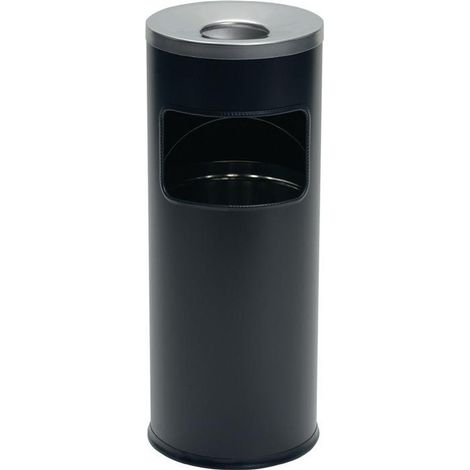 Durable 333201 Corbeille à papier 17 l métal (Ø x H) 250 mm x 630 mm noir avec cendrier 1 pc(s) (1/3)
