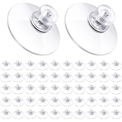 Lot de 50 ventouses adhésives. Ventouses en PVC transparent de 40 mm, pour fenêtres, voitures, vitres, salles de bain, murs et portes. (1/5)