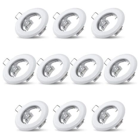 10x Spots lumineux encastrable plafond lampe fixe blanc supports pour spots encastrables acier inoxydable luminaire cuisine salon salle de bain,Trou encastré Ø55mm