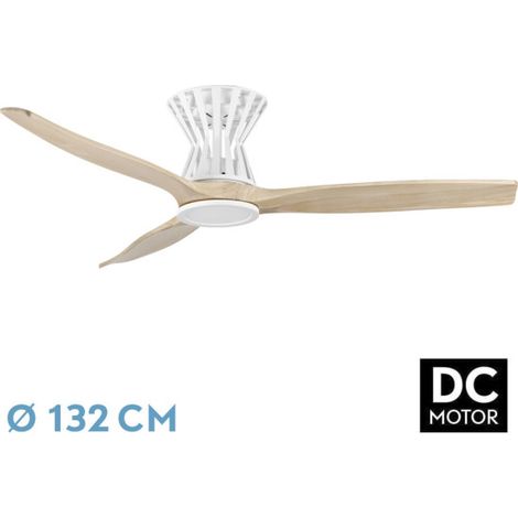 Ventilador Dc Baltir 18w Blanco/haya 3aspas 132d Regulable Intensidad 2250lm 3000k,4000k,6000k Remoto+temporizador+memoria (1/2)