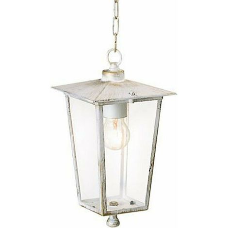 Lampada Sospensione Vintage Lanterna Esterno Giardino Bianco Antico Oro Sovil (1/10)