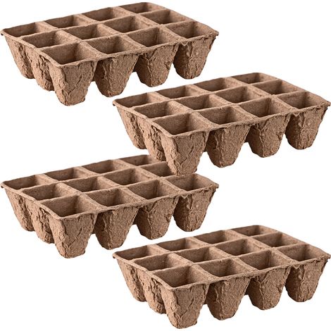 Anzucht-Töpfe Frühbeet Aufzucht Pflanztöpfe eckig 4x4 cm 48 Stück Set Holzfaser
