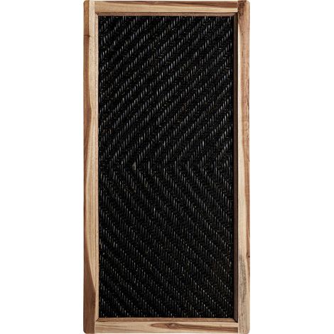 Panneau décoratif boho en rotin noir finition mate - Noir mat et bois naturel (1/5)