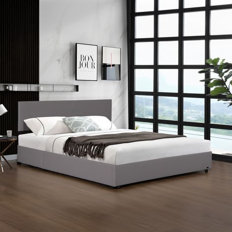 Cama tapizada Juva con somier abatible 140x200cm - Gris Corium