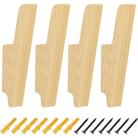 4 Pièces Porte Manteau Mural Bois, Chêne Massif Porte Manteaux Muraux, Patere Bois Murale, Crochets et Patères pour la Maison avec Vis et Tube D'expansion, pour Maison, Hôtel, Bureau