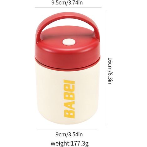 Boîte repas isotherme en acier inoxydable 9x16x9.5 cm rouge, pot à porridge pour étudiants et actifs, pratique pour les repas à emporter (1/5)