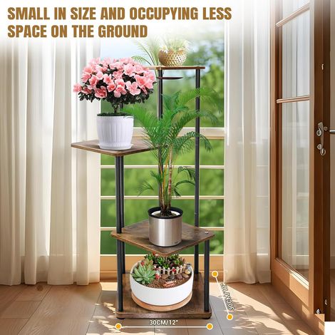 Support à fleurs à quatre couches, adapté à la piscine intérieure / extérieure, matériau métallique, noir, 80,5 cm de haut, peut être utilisé comme support à fleurs, échelle à plantes, facile à assemb (1/5)
