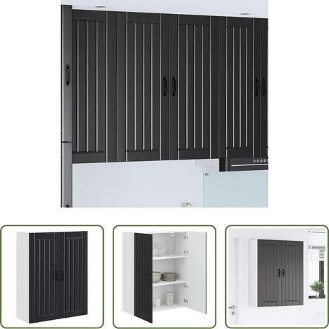 Küchenregal Schwarz - Küchenschrank Schwarz 80 x 31 x 100 cm Holzwerkstoff (1/5)