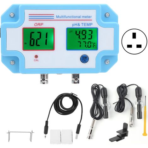 3 en 1 Moniteur de qualité d'eau en ligne PH ORP Température, détecteur multifonction avec prise UK 220V