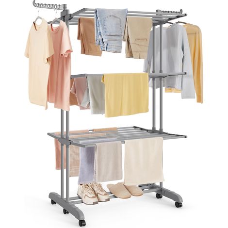 Etendoir Linge Interieur Exterieur, Séchoir Mobile à 4 Niveaux (1/5)