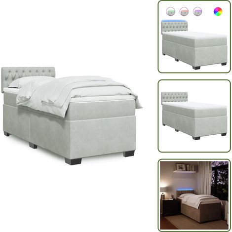Boxspringbett mit Matratze Hellgrau 100x200 cm Samt - Boxspringbett - Samtbett - Doppelbett - Liegekomfort - Schlafen (1/5)