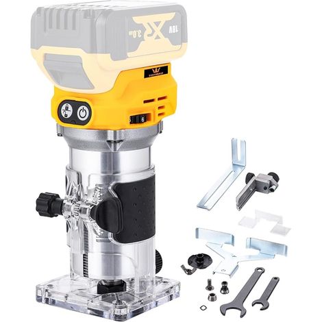18V Cordless Portable Wood Router - Compatible with DCB184 Battery, Variable Speed, 3 Clamps (1/4", 6mm, 8mm), Cutting Base, Without Battery 102775 (1/5)