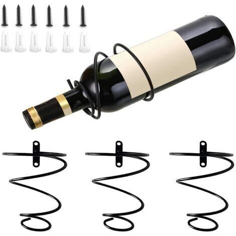 BUNTHAUS 3PCS Casiers à Vin Muraux, Casier à vin Suspendu en Spirale, Présentoir de Bouteille de Boisson de Vin Rouge, pour Bar, Restaurant, Fête, Décoration de la Maison