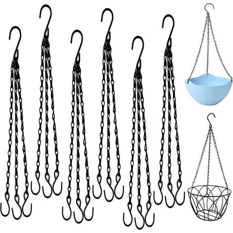 Suspension Plante, 6 Pièces Pots de Fleurs à Suspendre, Noire pot Suspendu Plante Interieur, 3 Pattes pot de Fleur Suspendu, Plante Suspendue Convient aux Cages à Oiseaux Lanternes Décorations