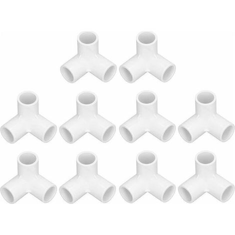 Raccord PVC 3 voies 20 mm – Lot de 10 pièces – Connecteurs pour conduites d'eau et meubles – Matériau PVC de qualité meuble (1/5)