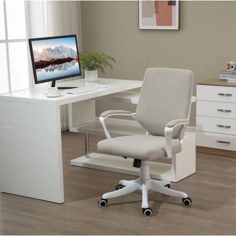 Sedia da ufficio ergonomica con supporto lombare, regolabile, beige, fino a 120 kg OKMYHOME (1/5)