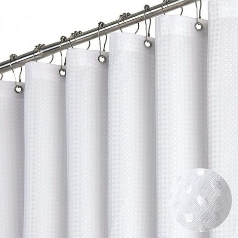Rideau de douche en tissu épais, rideau de douche de salle de bain de luxe, 2 m x 1,8 m, blanc (1/4)