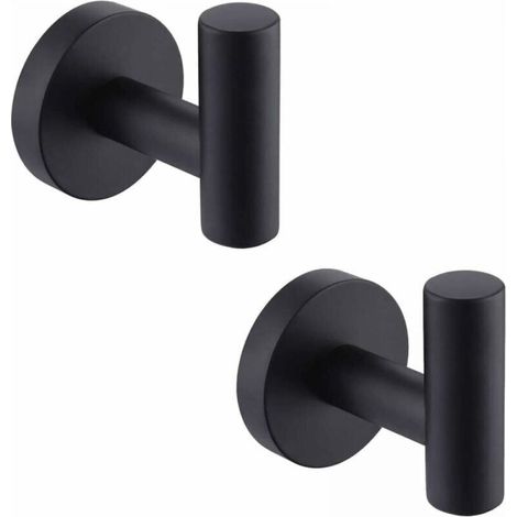 2pcs Wall Hook Bathroom Towel Holder Hook Matte Black SUS304 Stainless Steel Hooks Clothes Rack Towel Holder Storage (1/4)
