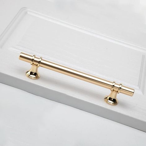 Lot de 6 poignées de meubles dorées - poignées de porte de cuisine, poignées de tiroir en laiton, entraxe de 128 mm (1/5)