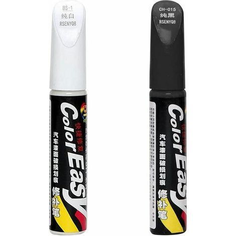 Stylo de retouche de voiture pour réparation de rayures - Noir et blanc (1/5)