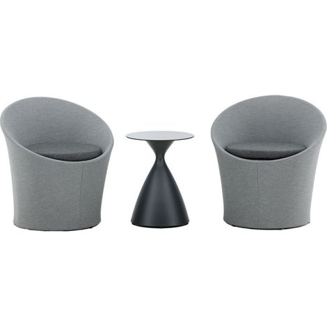 Salon de Jardin Design "Spoga" 73cm Gris & Noir (1/5)